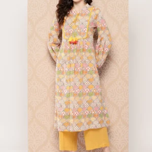 Ladies Multicolor Cotton Ethnic Motifs A-Line Kurta